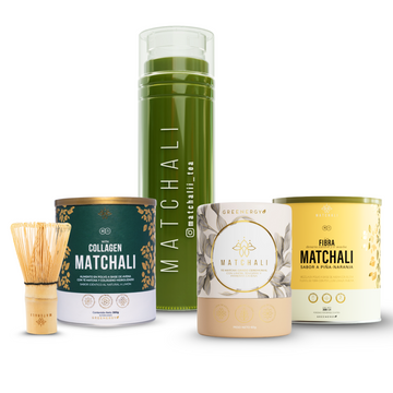 KIT ESSENTIAL: TÉ MATCHA + COLÁGENO + FIBRA + MEZCLADOR CHASEN + TERMO MATCHALI