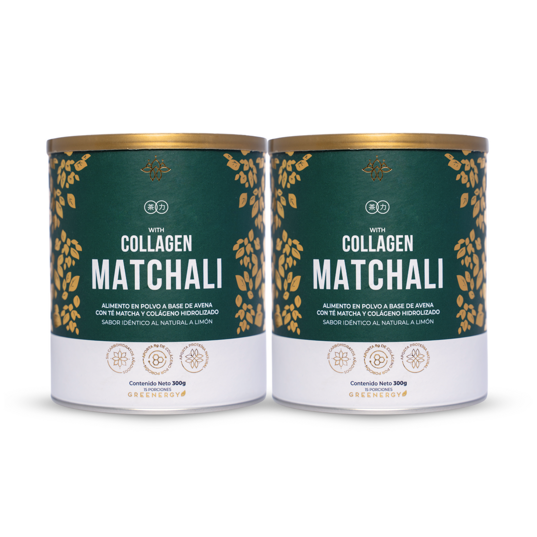 COLÁGENO HIDROLIZADO MATCHALI CON TÉ MATCHA, ESPIRULINA, LIMÓN Y ESTEVIA NATURAL 300G