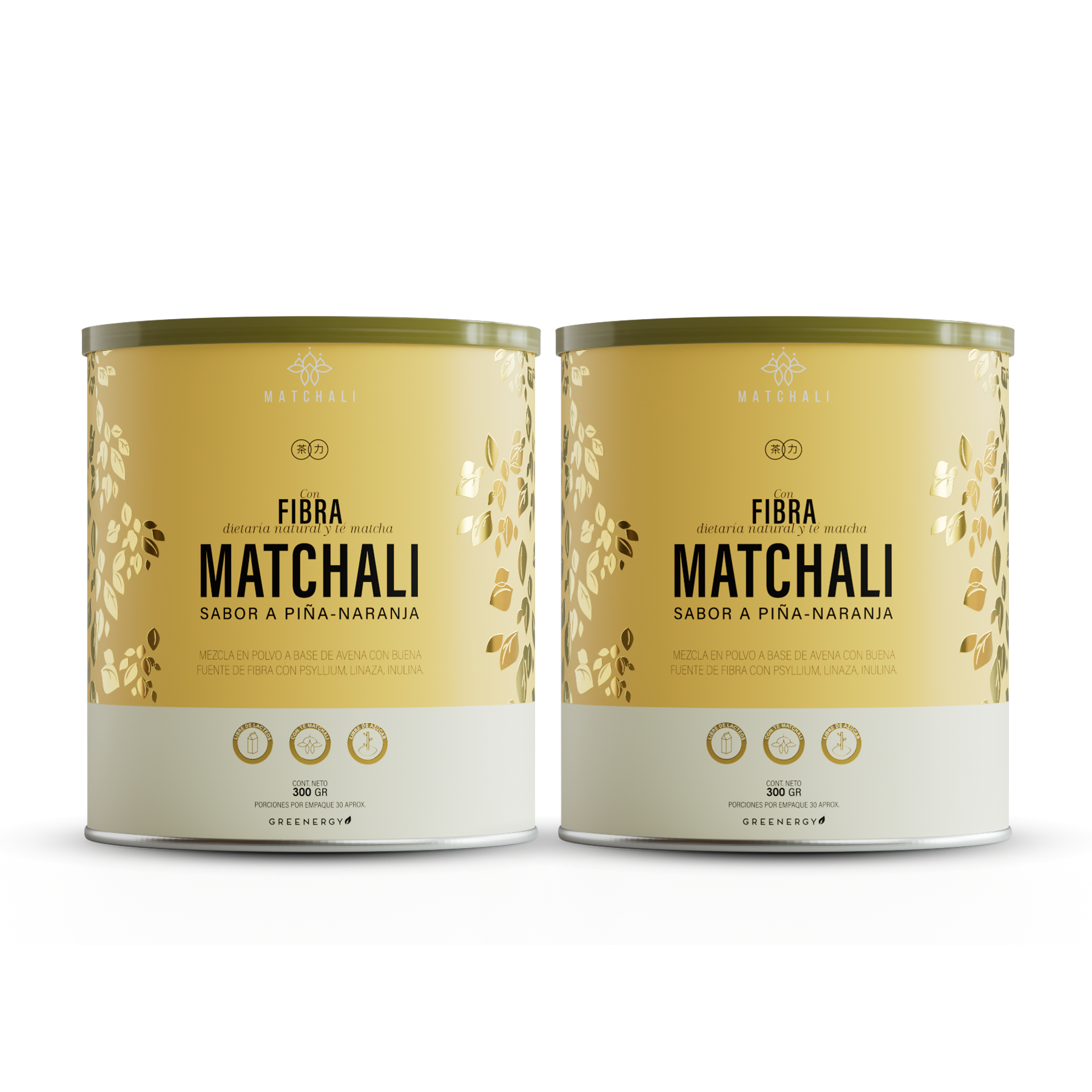 FIBRA NATURAL CON TÉ MATCHA SABOR PIÑA-NARANJA 300GR - MATCHALI Colombia