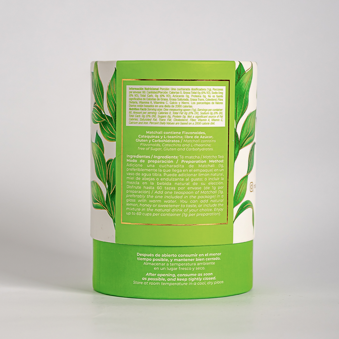 TÉ MATCHA MATCHALI CLÁSICO 100% ORGÁNICO Y SIN TALLOS 60G